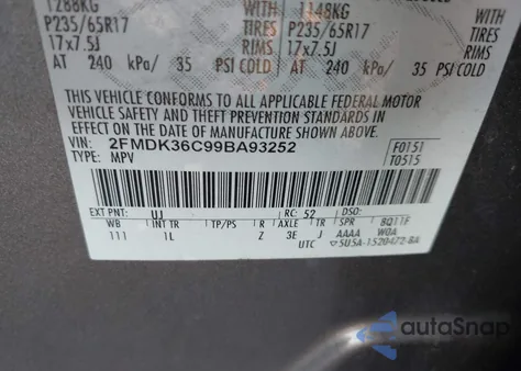 2009 Ford Edge Se z USA, uszkodzony, nr VIN 2FMDK36C99BA93252